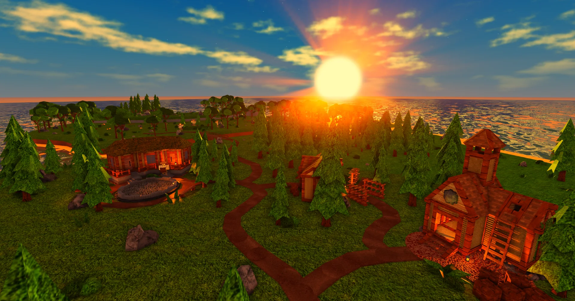 Fig. 2 — Village at Dusk, in-engine